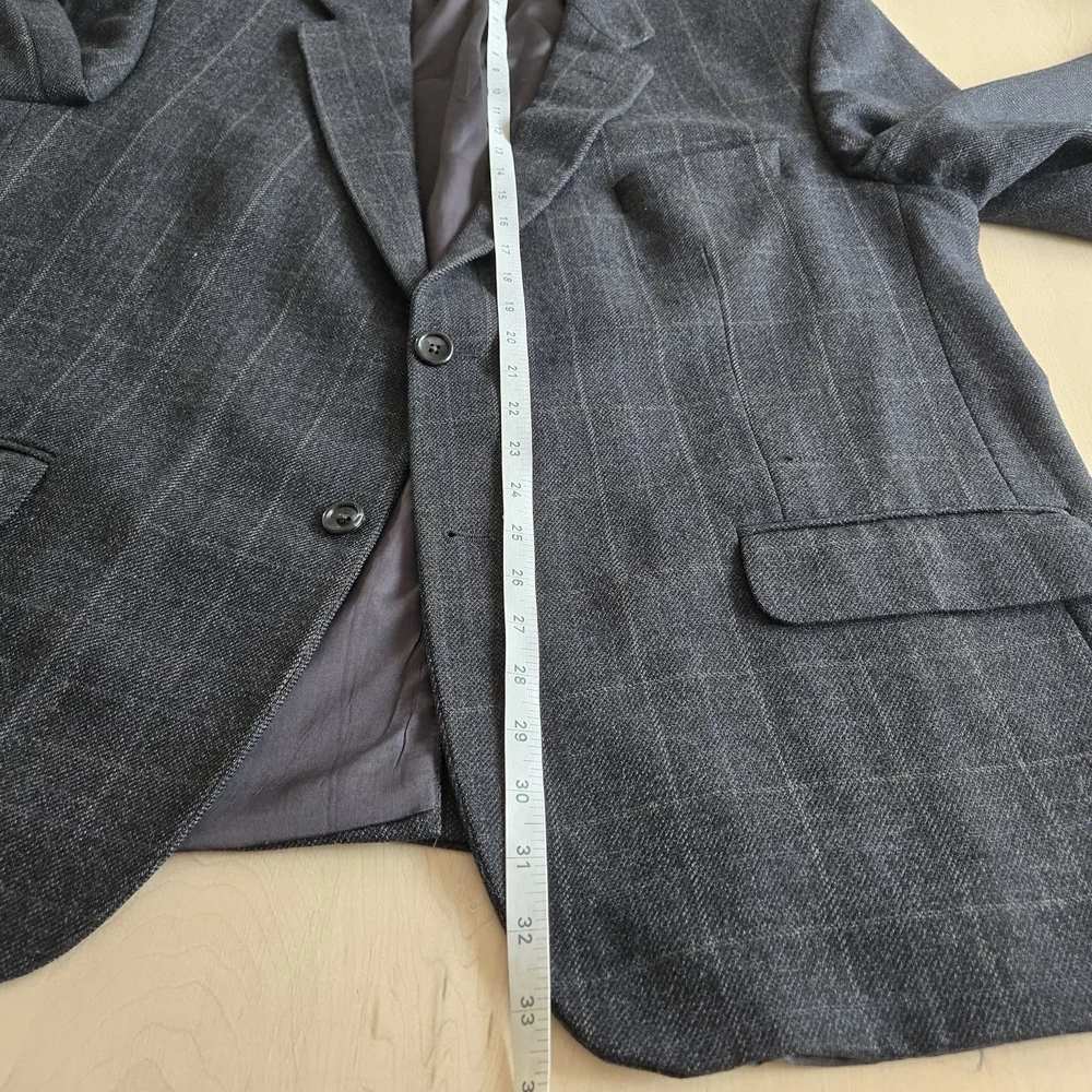 Oscar de la Renta Charcoal Windowpane Lambswool Blazer - Picture 13 of 14
